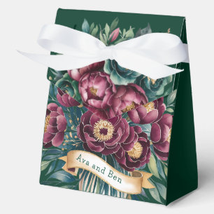 Ballotins Élégant bouquet de pivoine bordeaux et émeraude av