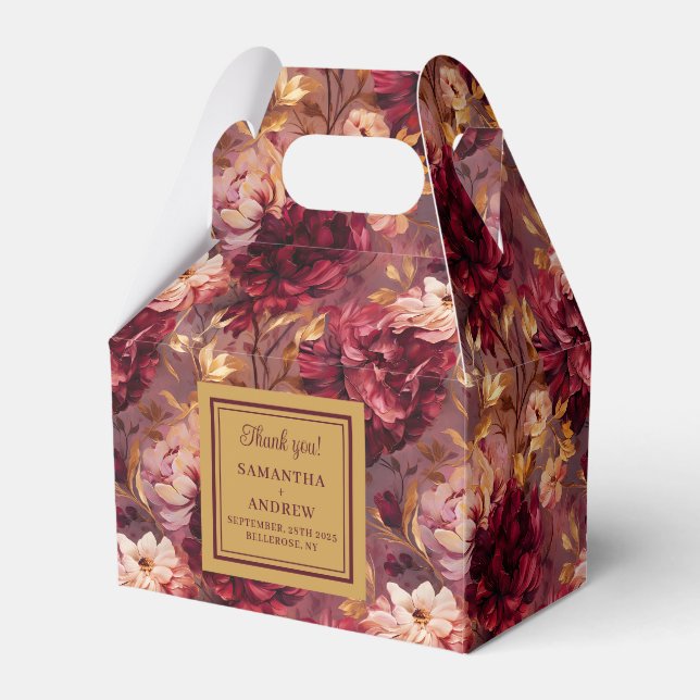 Ballotins Elégant Burgundy Blush Gold Boho Wedding Favoriser (Verso)