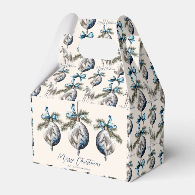 Ballotins Élégant cheval blanc de Noël bleu (Verso)