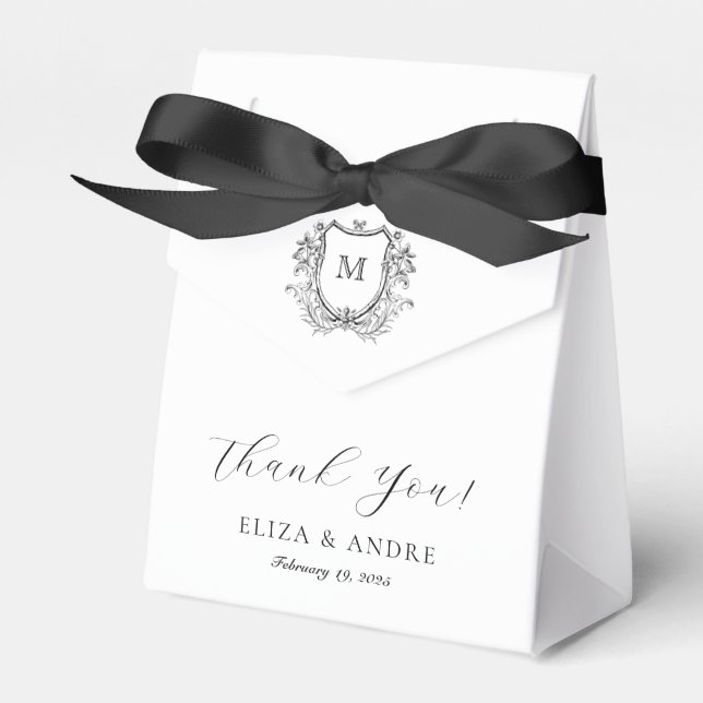 Ballotins Élégant chic | Boîte de préférence Mariage noir et (Verso)