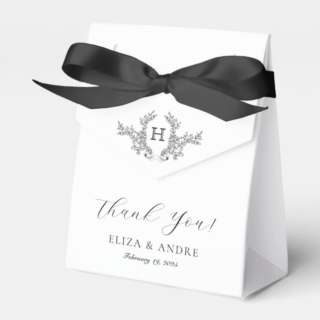 Ballotins Élégant chic | Boîte de préférence Mariage noir et (Verso)