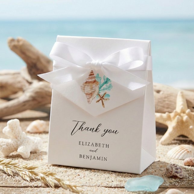 Ballotins Elegant Coastal Seashell Thank you Beach Wedding (Créateur téléchargé)