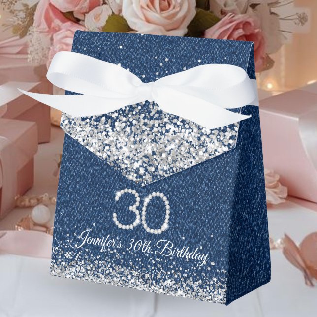 Ballotins Elégant Denim & Diamonds 30e anniversaire (Denim and Diamonds 30th Birthday Favor gift box)