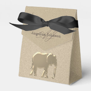 Ballotins Élégant Eléphant Noir et Or Monogramme