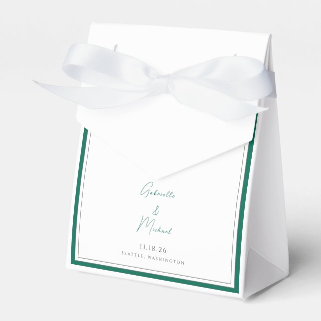 Ballotins Élégant Emerald Green Wedding Favor Box (Verso)