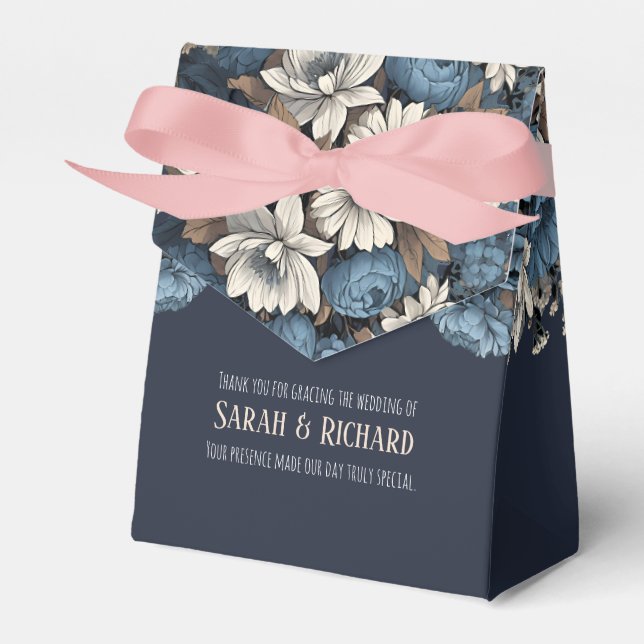 Ballotins Élégant Fleur sauvage de la marine Floral Mariage (Verso)