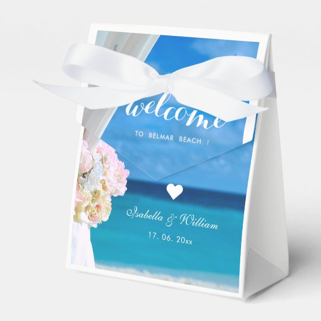Ballotins Elégant Floral Blue Ocean Beach Mariage (Verso)