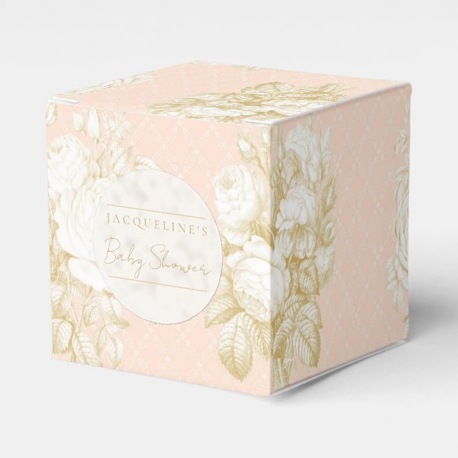 Ballotins Élégant Floral Français Toile fille Baby shower Bl (Verso)