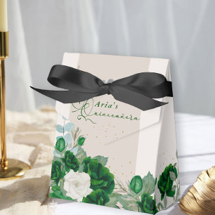 Ballotins Élégant Floral Quinceanera Emerald Green Roses