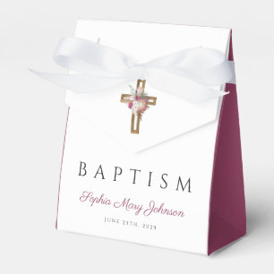 Ballotins Élégant floral rose croix Baptême