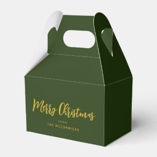 Ballotins Élégant Green Gold Script Noël personnalisé