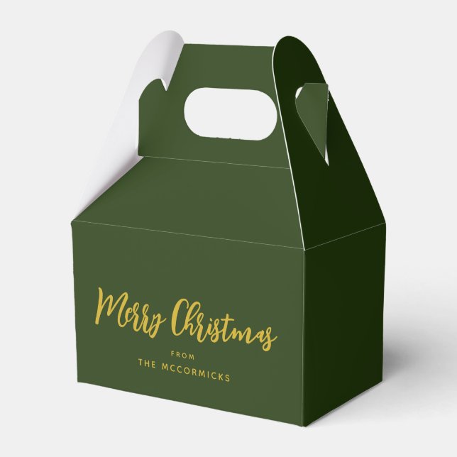 Ballotins Élégant Green Gold Script Noël personnalisé (Verso)