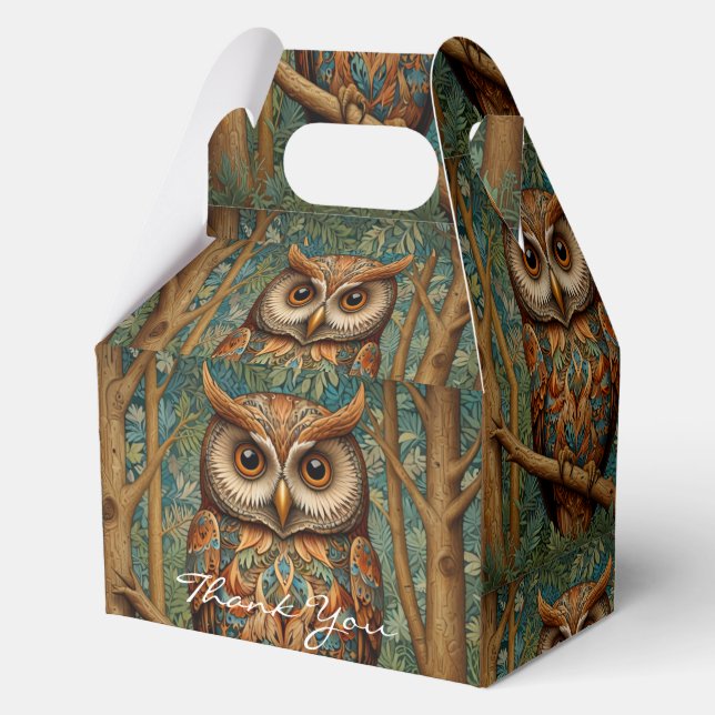 Ballotins Élégant hibou rétro boho bohème bohème forêt verte (Recto)