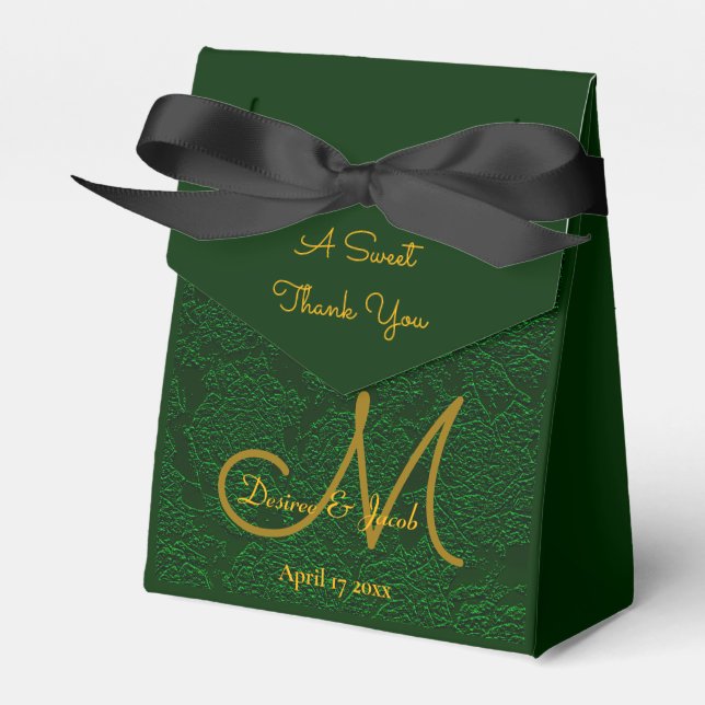 Ballotins Élégant Hunter Green Gold Mariage Monogramme (Verso)