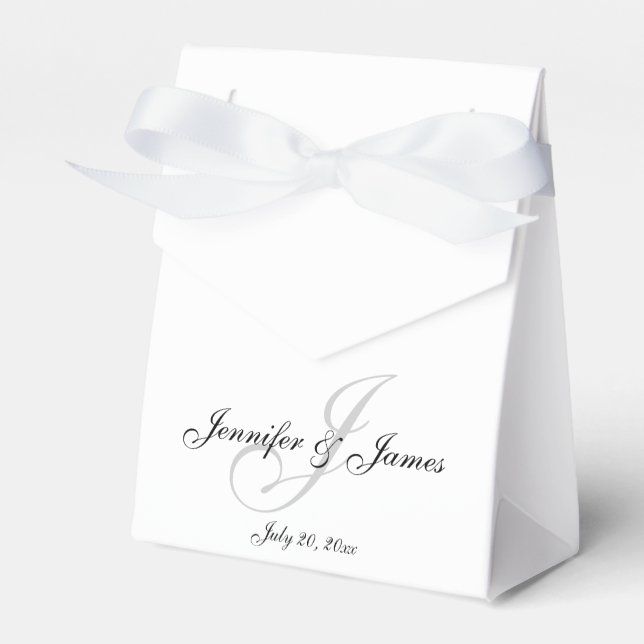 Ballotins Élégant J Monogram | Boîtes De Faveur De Mariage (Verso)