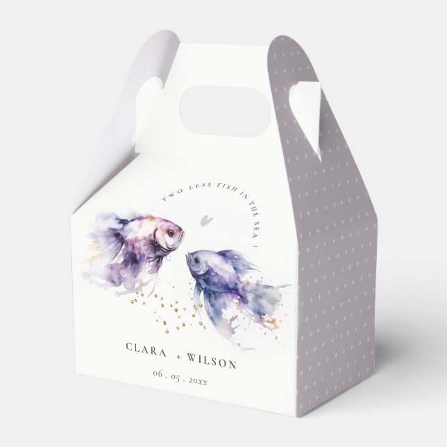 Ballotins Elégant Lilac Aquarelle Mariage de poisson côtier (Verso)