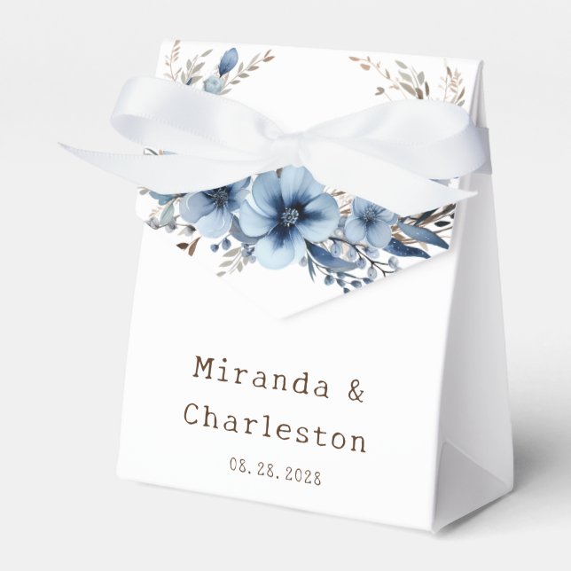 Ballotins Élégant Mariage Airy Dusty Blue Floral (Verso)