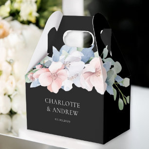 Ballotins Élégant Mariage de Fleurs Roses Bleues