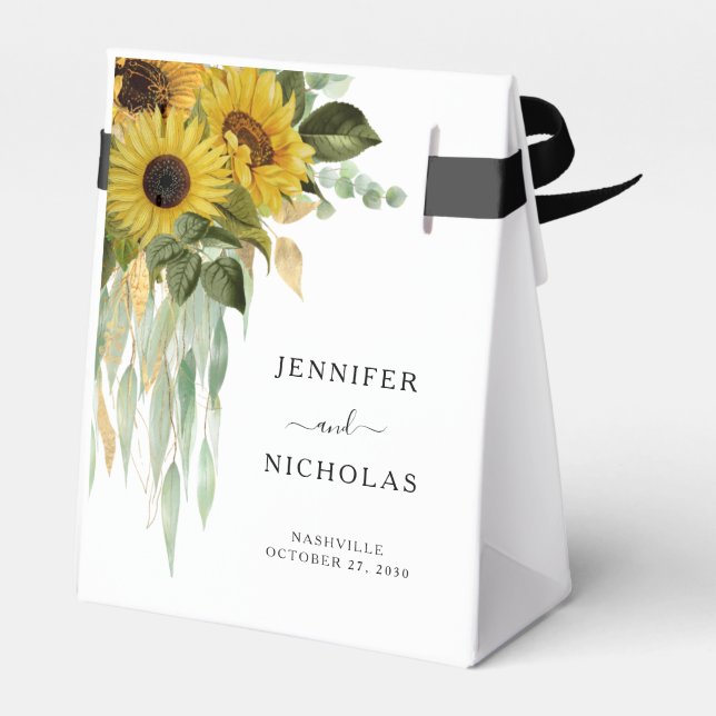 Ballotins Élégant Mariage de tournesols floraux (Arrière)