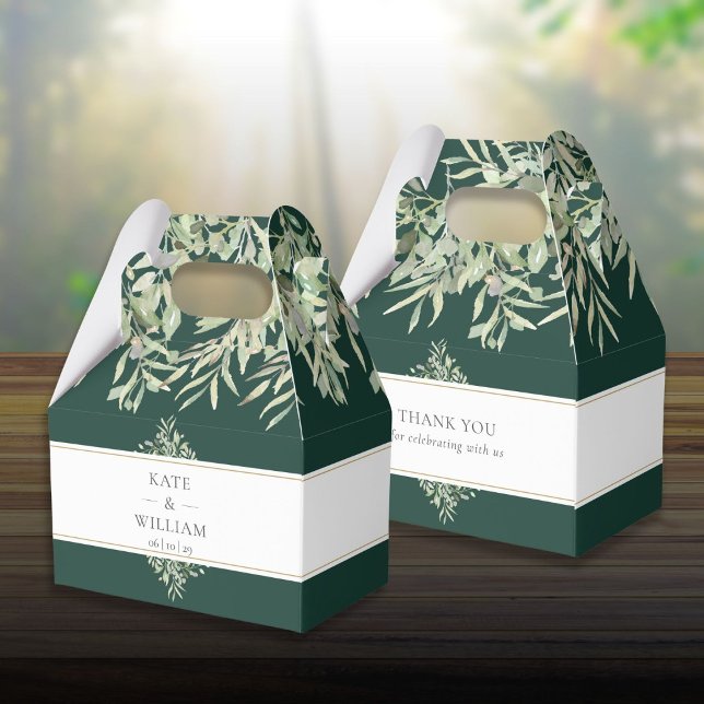 Ballotins Élégant Mariage de verdure émeraude (Elegant Emerald Greenery Wedding Favor Boxes)
