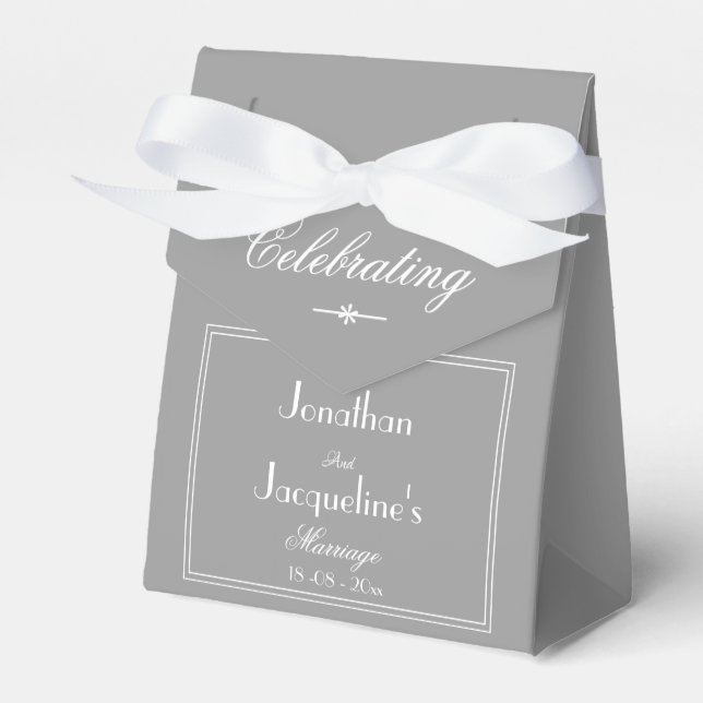Ballotins Elégant Mariage Faveurs Noms Moderne Chic Grey (Verso)