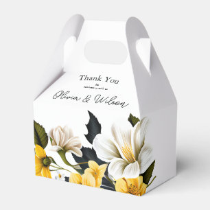 Ballotins Élégant Mariage floral blanc et jaune