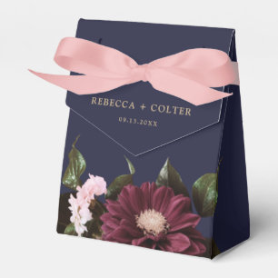 Ballotins Élégant Mariage floral bordeaux bleu minuit