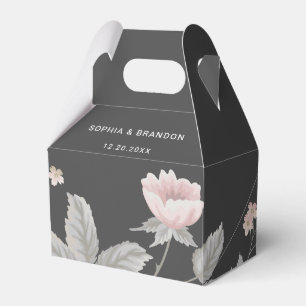 Ballotins Élégant Mariage floral rose et gris foncé