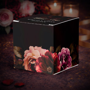 Ballotins Élégant mariage floral rouge noir lunatique 