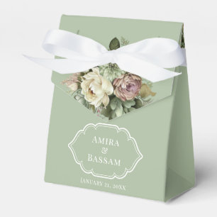 Ballotins Élégant Mariage islamique vert et blanc floral
