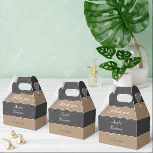 Ballotins Élégant Mariage Merci simple gris beige Script