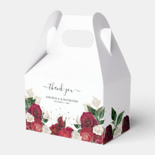Ballotins Élégant Mariage rouge Bourgogne & Rose blanche Flo