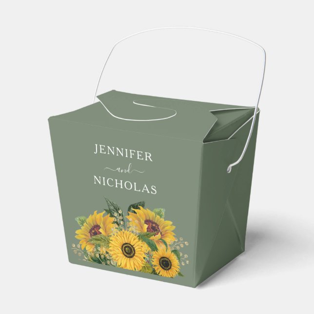 Ballotins Élégant Mariage vert de tournesols floraux (Verso)