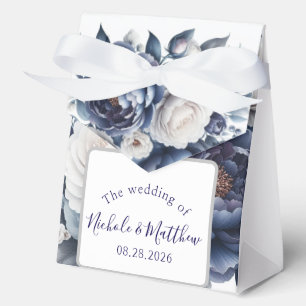 Ballotins Elégant Marine Blue Peonies & White Roses Mariage