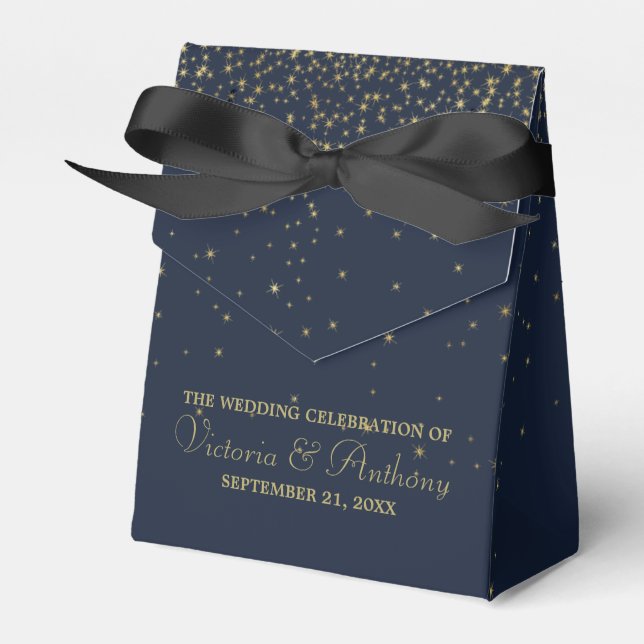Ballotins Elégant Marine & Gold Falling Stars Mariage (Verso)