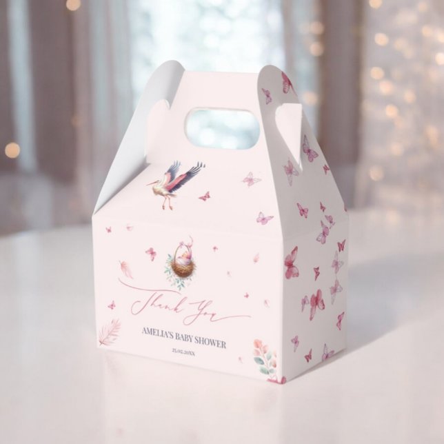 Ballotins Élégant Merci de cigogne rose doux (Créateur téléchargé)