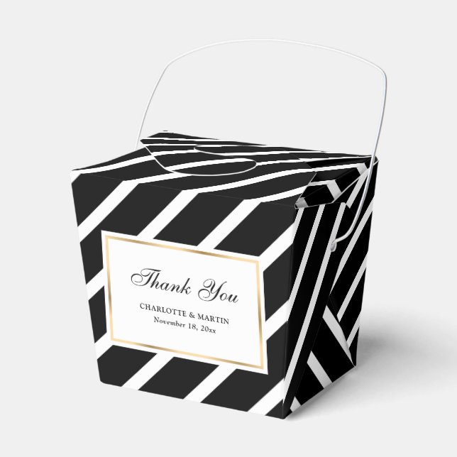 Ballotins Élégant Merci Mariage noir blanc or (Verso)