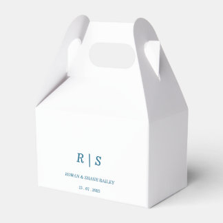 Ballotins Elégant Monogramme Bleu Boîte de Faveur Mariage