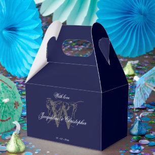 Ballotins Élégant Monogramme classique et noms Mariage bleu