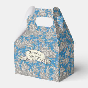 Ballotins Élégant monogramme vintage turquoise toile de Jouy