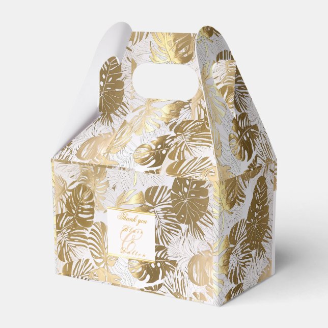 Ballotins Élégant Monstera Gilded Gold Mariage (Verso)