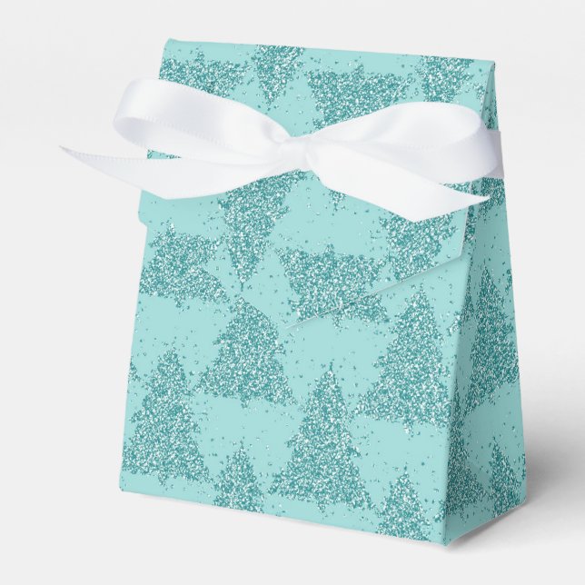 Ballotins Élégant Motif d'arbre | Luxe Aqua Mint Christmas (Verso)