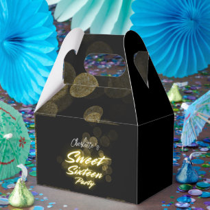 Ballotins Elégant néon or noir rétro Sweet 16e anniversaire