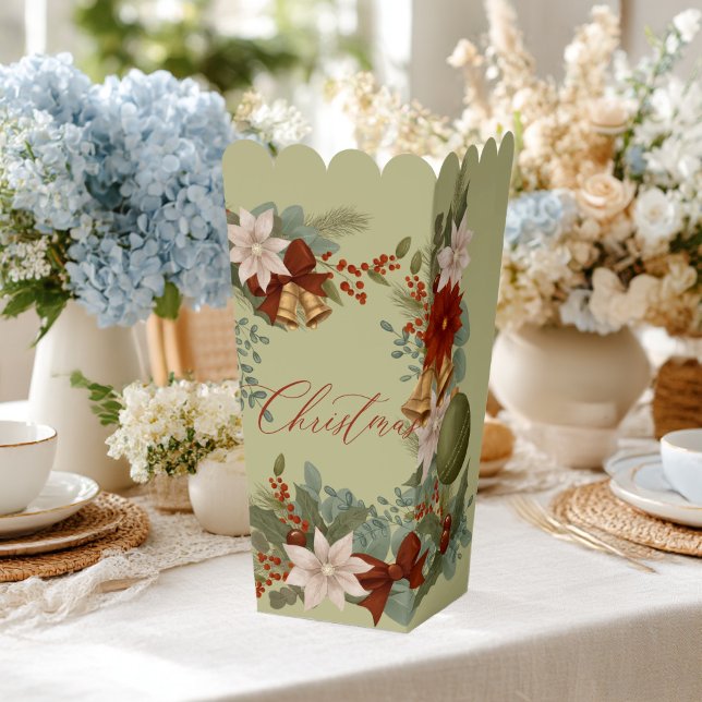 Ballotins Élégant Noël floral rouge et vert (Créateur téléchargé)