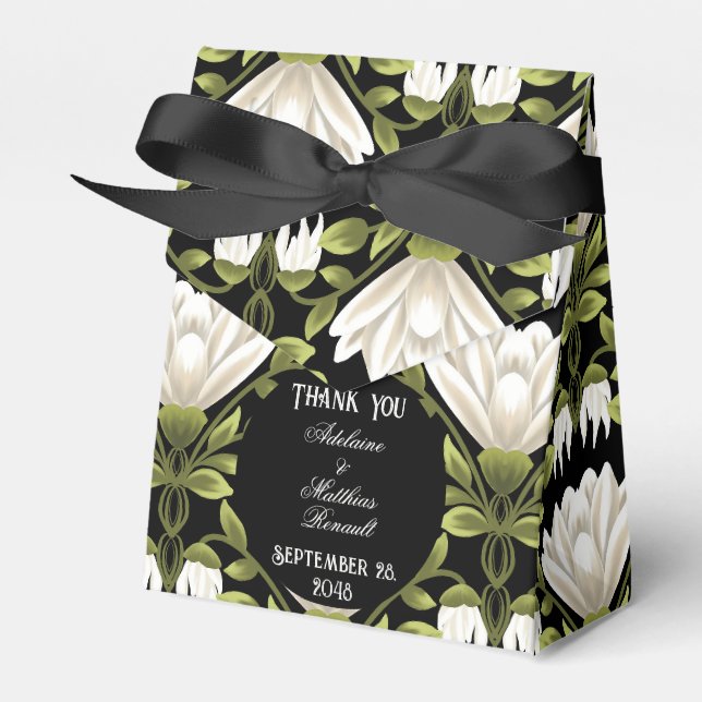 Ballotins Elégant noir & blanc Mariage floral : Calligraphie (Verso)