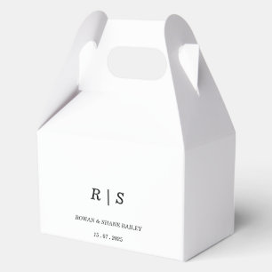 Ballotins Elégant Noir & Blanc Monogramme Boîte de Faveur Ma
