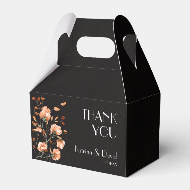 Ballotins Élégant noir brûlé orange Merci floral (Verso)
