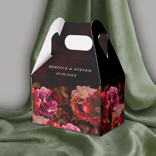 Ballotins Elégant noir rouge floral mariage romantique