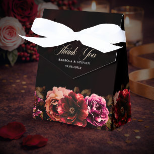 Ballotins Elégant noir rouge floral mignon mariage romantiqu