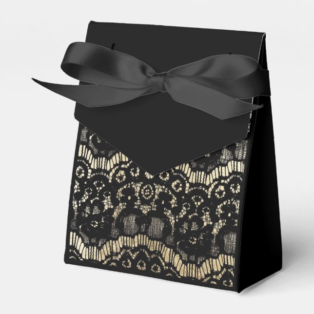 Ballotins Elégant or noir luxe dentelle florale française (Verso)